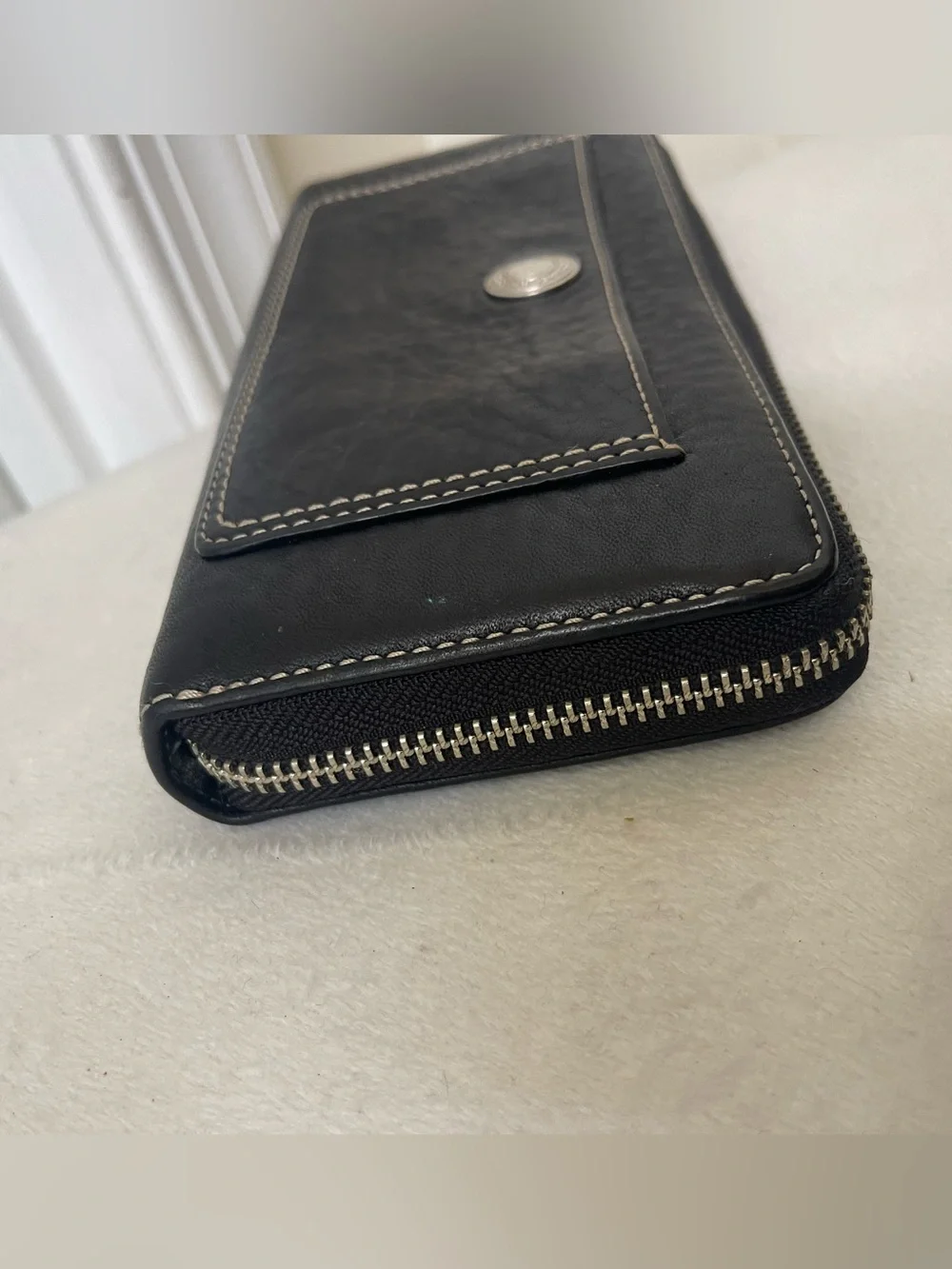 Coach Black Leather Zip Wallet